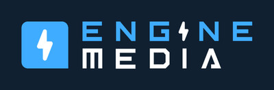 Engine Media logo - blue and white text on a black background