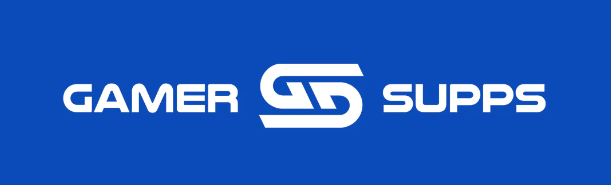 Gamer Supps logo - blue background with white text with the G S logo in the middle.