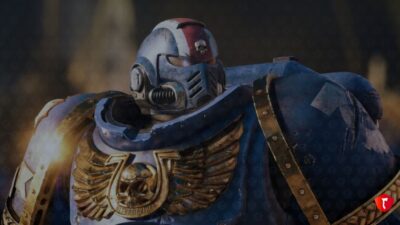 A space marine in full armor from Warhammer 40K: Space Marine 2