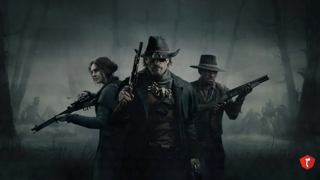 Hunters from the game Hunt: Showdown against a dark, forested background